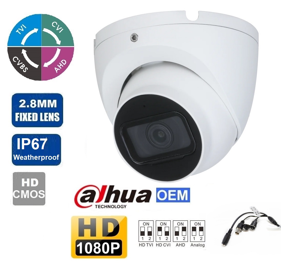 (image for) Dahua OEM 2MP IR In/Outdoor Eyeball 2.8mm Fixed Lens CCTV Security Camera